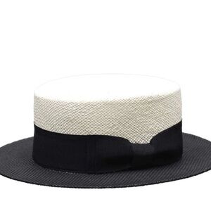 Bruno Capelo BOATER COLLECTION NATURAL STRAW FLAT CROWN BOATER GAUCHO HAT